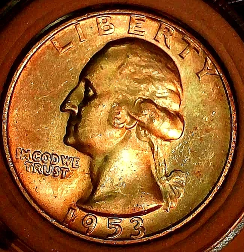 1953D Washington Silver Quarter RPM, wire in chest? and more!