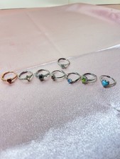 Copper Adjustable Ring With Genuine Crystals Set 6 