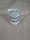 Antique German Porcelain Creamer With Lid Hand-Painted Floral Design & Scalloped