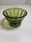 Anchor Hocking "Fairfield" Avocado Green Glass Pedestal Bowl, Vintage - 3.5"x6"