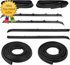 8PCS Door Seal Window Run Channel Sweep Felt Rubber Weatherstrip Kit Compatible