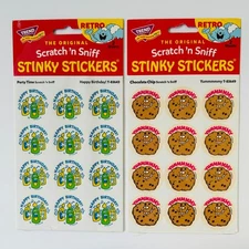 TREND Scratch n Sniff RETRO STINKY STICKERS PARTY TIME + CHOCOLATE CHIP 2 pack