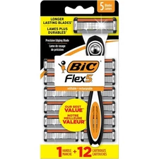 BIC Flex5 Refillable Men’s Razor 1 Handle +12 Cartridges Of 5 Blades