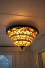 Vintage TIFFANY STYLE Close Mount Light Fixture Ceiling LAMP Glass