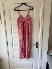Vince Camuto Women's Pink Paisley Floral-Print V-Neck Sleeveless Maxi Dress uk16