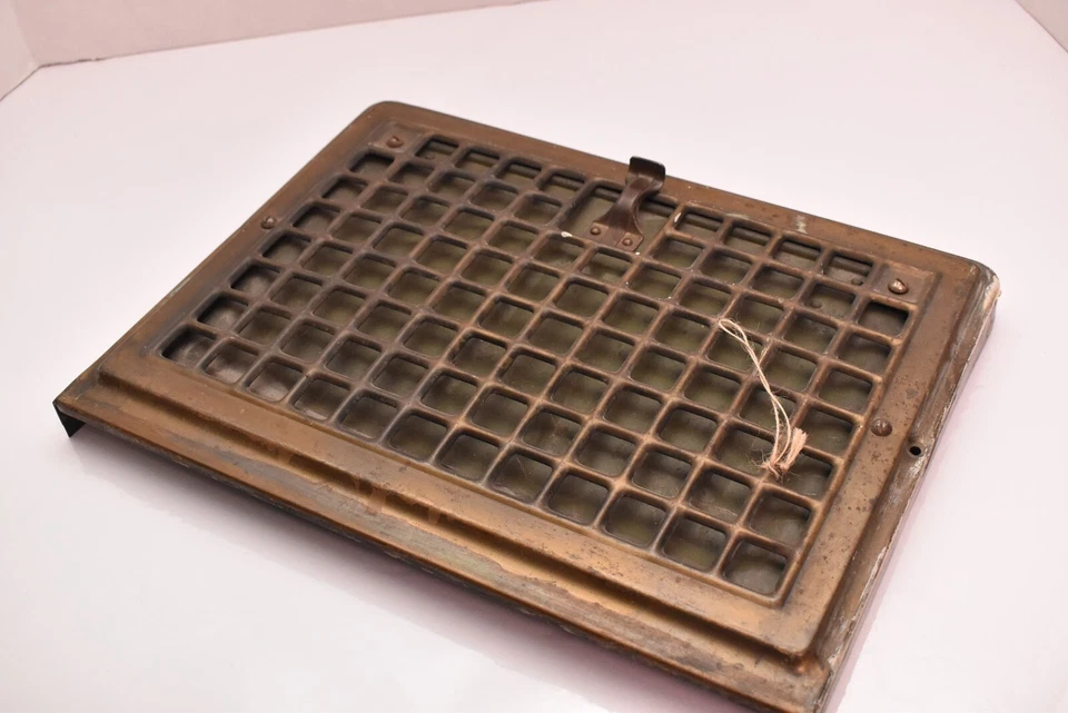 Antiguo ARTS CRAFTS MISSION Registro de Calor Piso Pared Rejilla Retorno Aire 10"x14" Foto 3 de 4