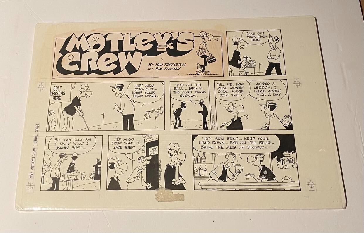 MOTLEY'S CREW SUNDAY PAGE BY TOM FORMAN - GOLFING GAG THEME - 9-27-1992