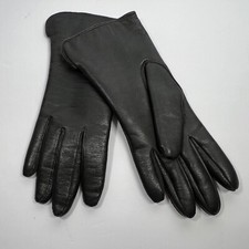 Vintage A 100 Fur Lined Black Gloves Fourchette RN17541 Made in Philippines