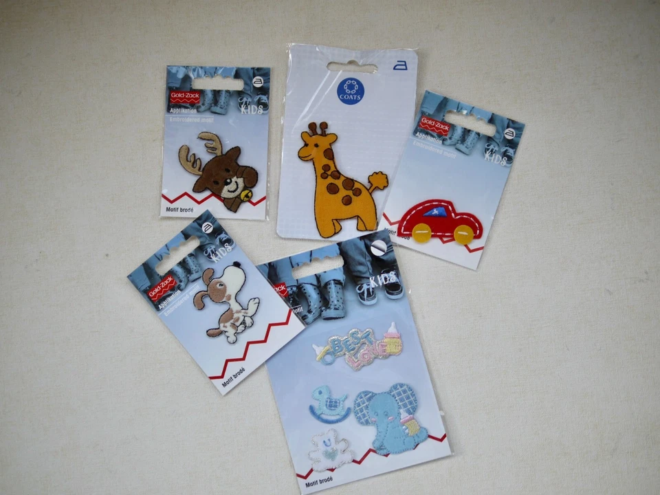GOLDZACK Stickbild Applikation Bügelbild Flicken Aufnäher Hund Auto Elch Giraffe - Bild 2 von 4