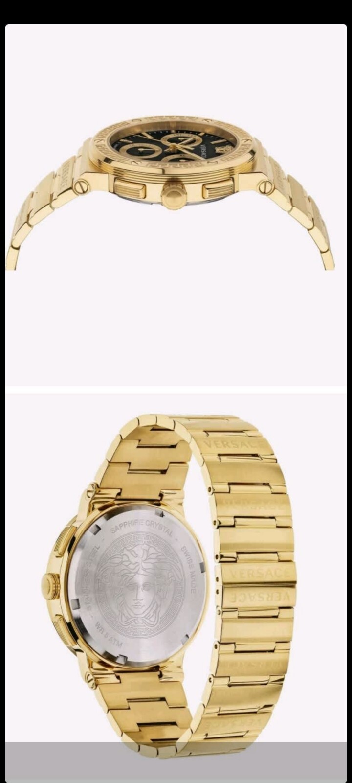 Versace VEZ900421 Men's Greca Logo Chronograph Gold Tone Bracelet Watch