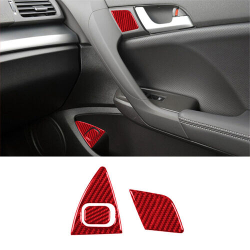 Red Carbon Fiber Passenger Side Door Accent Cover Trim For Acura TSX 2009-2014 - Foto 1 di 12
