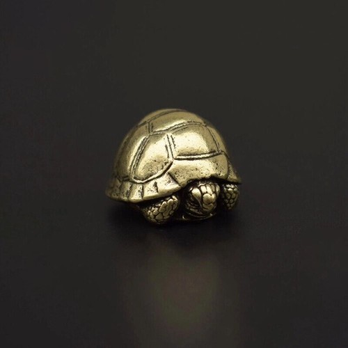 Figurine tortue en laiton massif lourd ornement miniature vintage tortue thé pour animaux de compagnie États-Unis - Photo 1/8