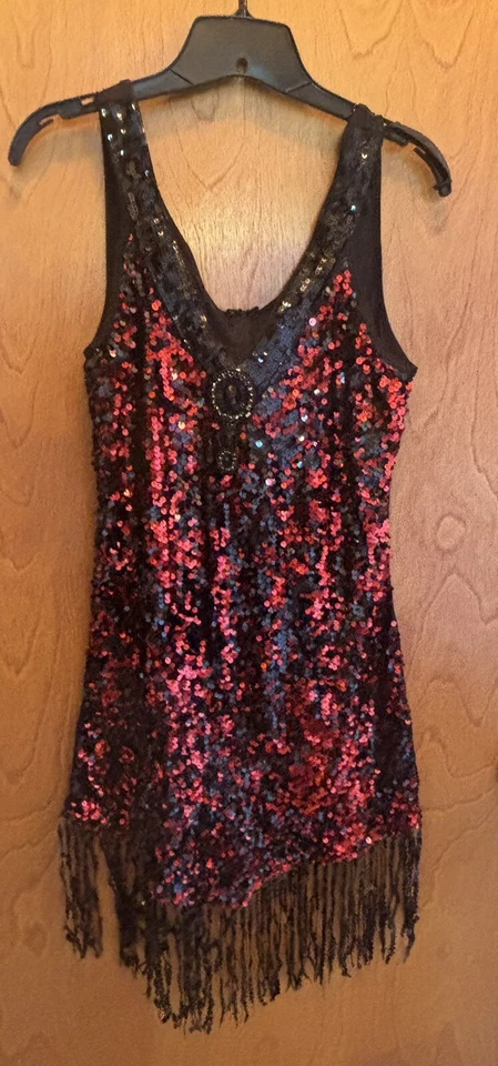 DISFRAZ SEXY DREAMGIRL LENTEJUELAS ALETA CON VESTIDO, TOCADO, BOA, COLLAR GUANTES Foto 3 de 4