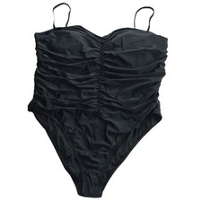 J. Crew Women's Ruched Sweetheart One Piece Swimsuit Sz 24 Black Removable Pads