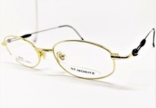 True Vintage St. Moritz Sleek Shiny Gold  Black Stainless Steel Eyeglass Frames