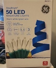 GE 50 LED Miniature Christmas Tree Lights Energy Smart Warm White Green NEW
