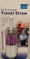 Travel Silicone Straw Collapsible Reusable Drinkware Carrying Case And Cleaner