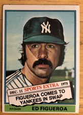 1976 Topps Traded Ed Figueroa Baseball Card #27T Yankees Low-Grade