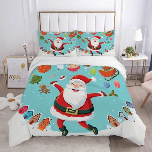 Juego de ropa de cama con funda nórdica de Navidad para funda de edredón funda de edredón de vacaciones Foto 4 de 4