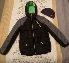 Boys Puffer Jacket Hawke CO HK Coat Hood fleece lined Never Worn Size 14/16