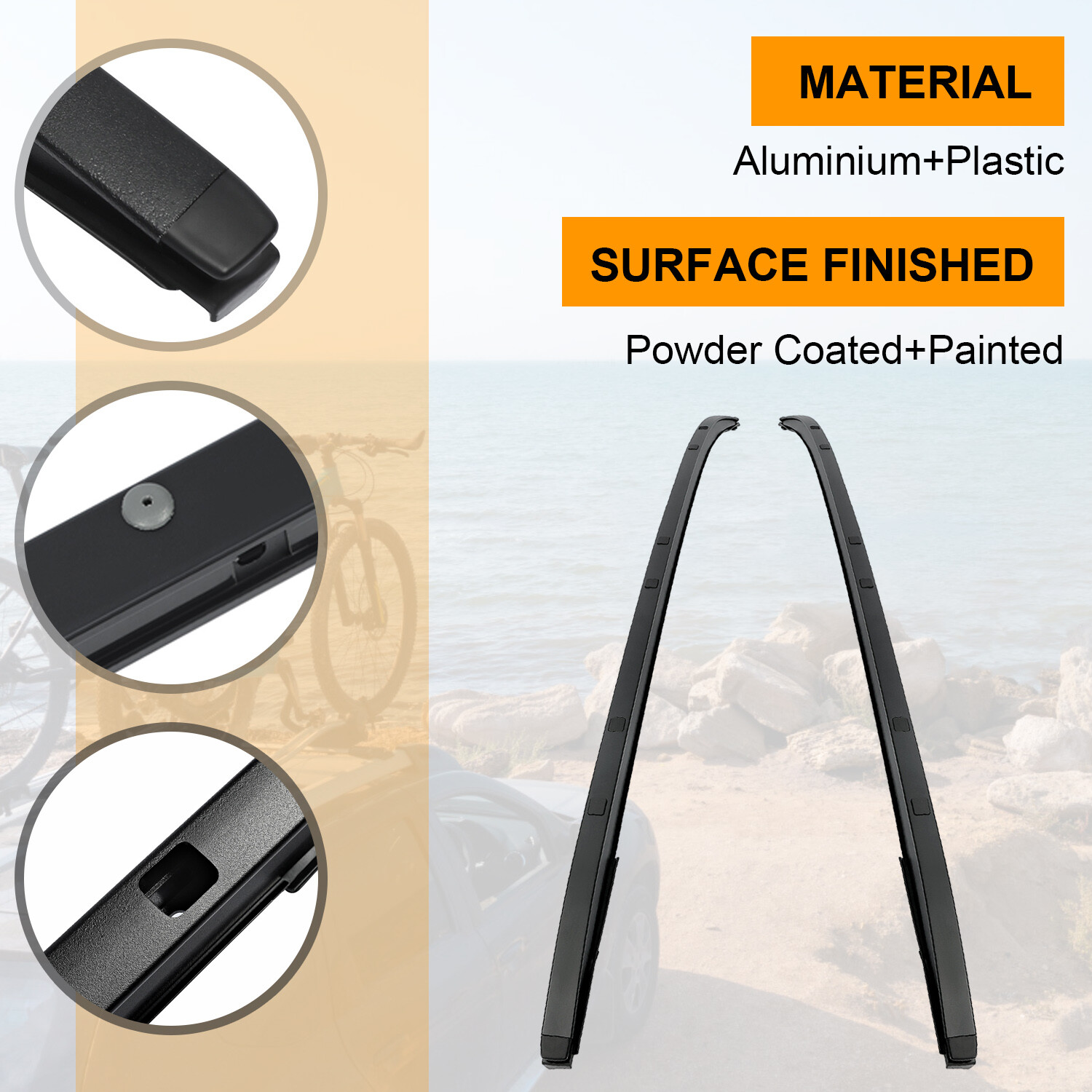 For Mazda CX-5 CX5 17-24 Aluminum Black 2Pcs Roof Rack Side Rails Cargo Carrier