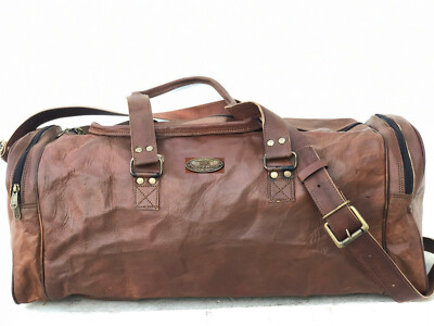 24 '' Leder Reise Duffel Herren Gepäck Vintage Original Side Zipper Weekend