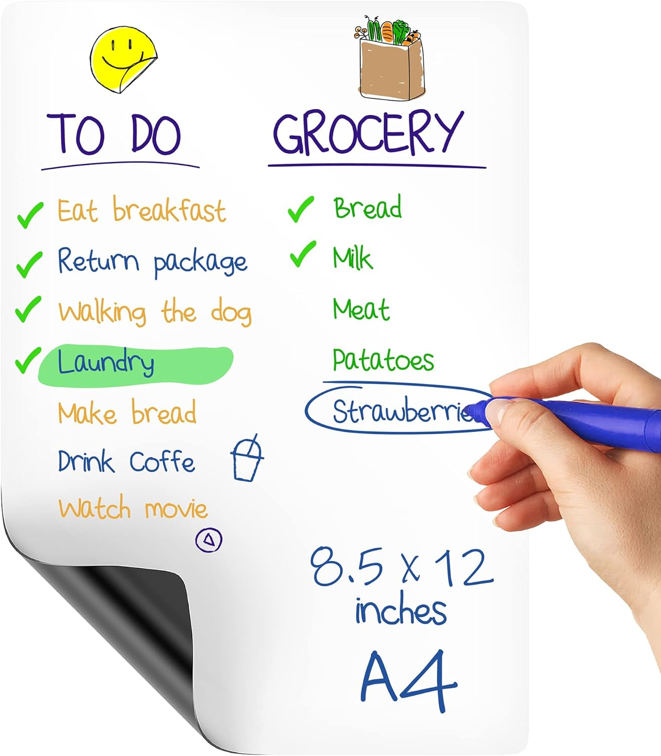 Magnetic Whiteboard for Fridge 8.5X12 - A4 Dry Erase Board for Refrigerator Whit