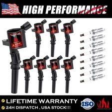 For Ford F150 Lincoln 4.6L 5.4L V8 8x Spark Plugs & 8 Pack Ignition Coils DG508