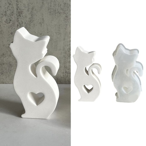 Silicone Mold for Creative Hollowed Heart Cats Shape Soap Making Mould - Picture 2 of 8