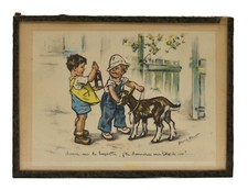 G Bouret dessin sous verre  "biquette/litre de vin" 1938-39