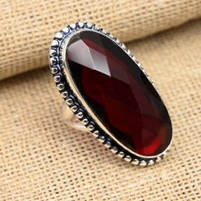 Red Garnet Gemstone Handmade 925 Sterling Silver Ring Jewelry
