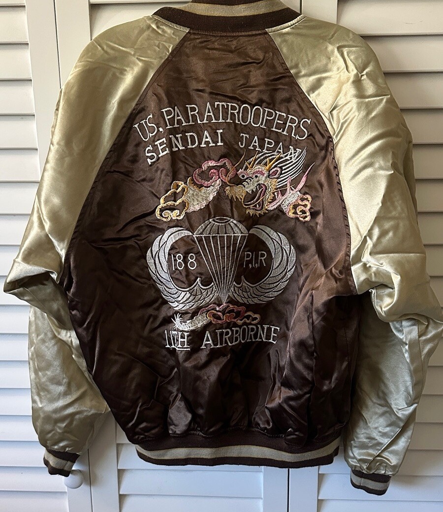 Shoot One Sukajan Large Jacket Brown Pink Dragon Embroidery Para