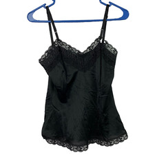 Vintage Y2K Lace Black Sheer Under Shirt Tank Top Chest 27" Coquette Whimsygoth