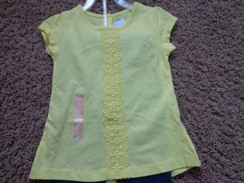 CARTER'S girl's NWT sz 2T 2-piece cotton outfit yellow top w/denim blue jeggings - Picture 2 of 6