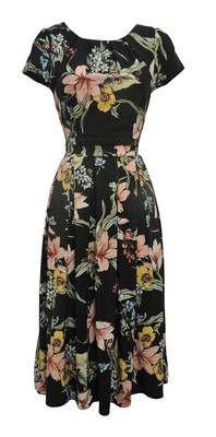 black floral tea dress