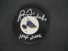 BERNIE FEDERKO SIGNED ST LOUIS BLUES TEAM HOCKEY PUCK INSCRIBED WITH 