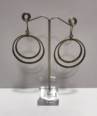 Vtg BANANA REPUBLIC Sterling Silver Vermeil HOOP Dangle Earrings Signed 925 BR