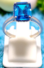 Sterling Silver Ring-Blue Topaz Handmade Ring-Statement Ring-Dainty Ring-To Gift