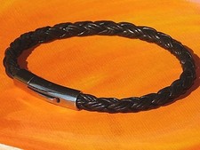 Bracciale Lyme Bay Art In Pelle Intrecciata 5mm Marrone Acciaio Inox