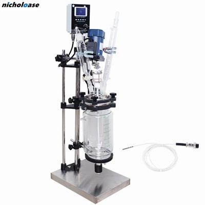 3L Jacketed Glass Reactor 110V Reaction Vessel Digital 0-680r/min for Chemical