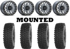 Kit 4 Frontline Bdc Tires 33x10-15 On Raceline Podium Beadlock Gray Narrow 550