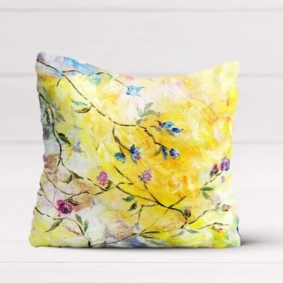 Decorative Floral pillow cover. 12x12" Farmhouse cushion cover. Decorpillow case - Image 1 of 4
