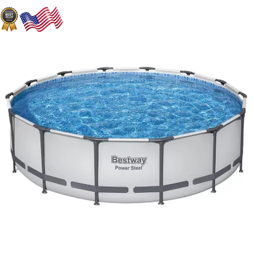 Power Steel round above Ground Pool Set L 14’ X W 42” NEW - Picture 3 of 11