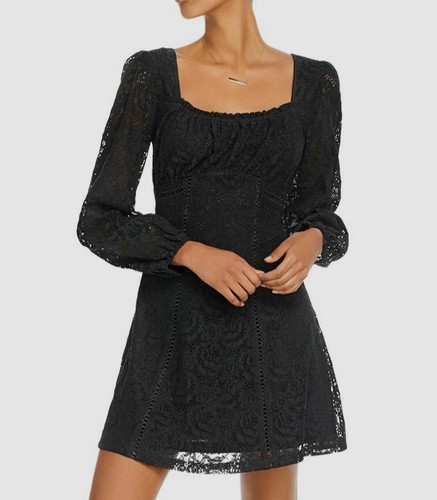 Aqua Womens Lace Square Neck Cocktail Dress Black Xs