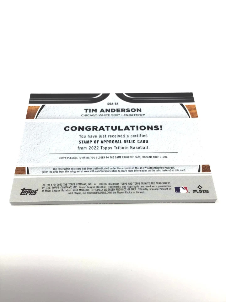 TIM ANDERSON 87/99 Topps Tribute 2022 Stamp of Approval Jersey CHICAGO WHITE SOX - Image 2 of 2