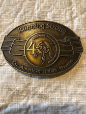 Vintage Belt Buckle Billy Mills 1964 Gold Medalist Running Strong Indian Youth