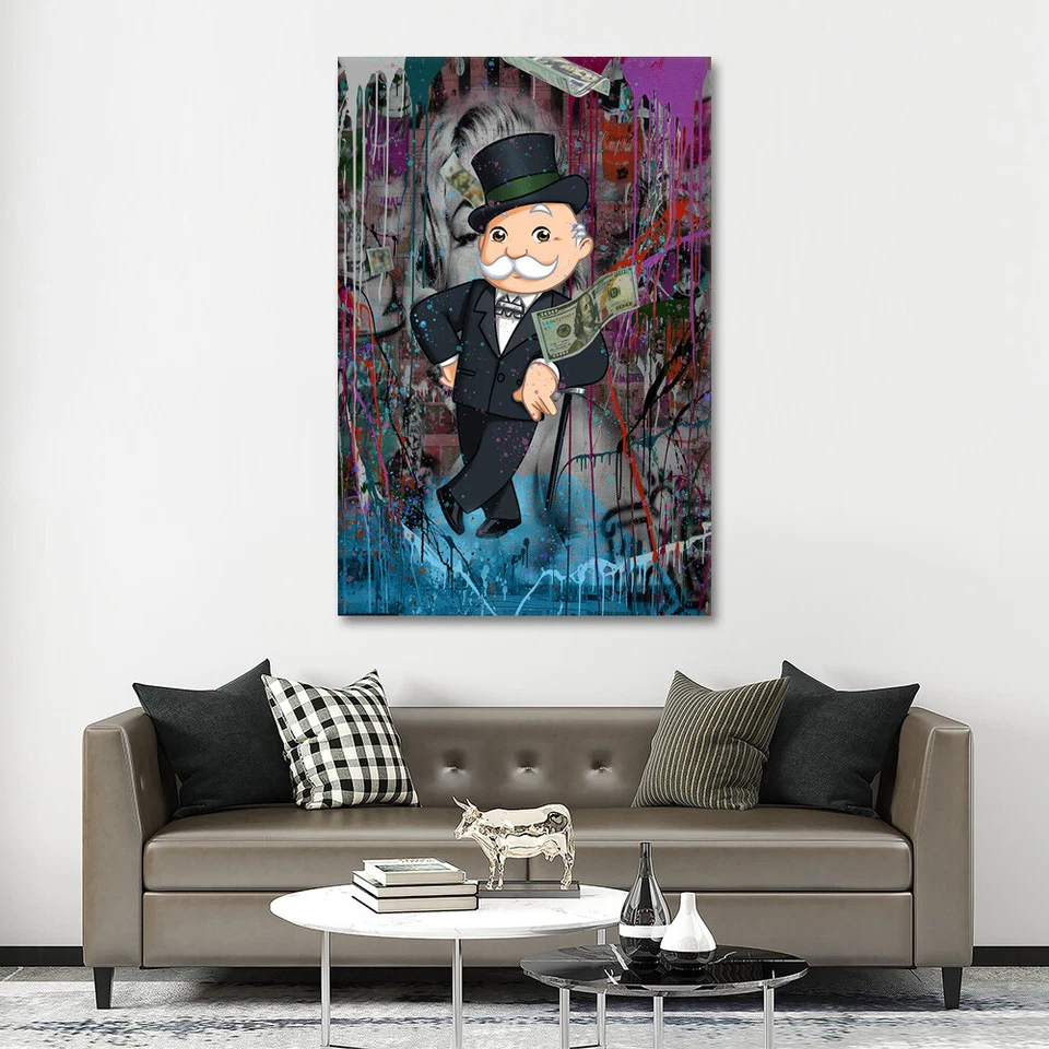 Alec Graffiti Monopoly Framed Canvas Wall Art Unique Hanging Poster Room Decor - Image 4 of 4