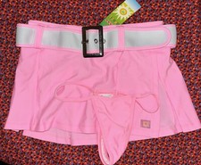 New Sexxy Brazil Pole Dance Skirt Pink White Thong One Size Fits Most