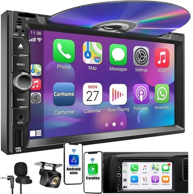 Backup Camera + 2Din Car Stereo Radio CD DVD Player Bluetooth CarPlay Audio Dash