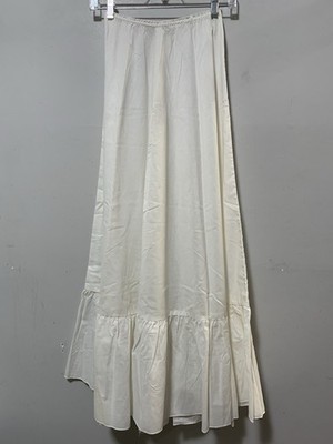 Vintage Handmade Handsewn 1970s Women XS Skirt Maxi Floor Length White Ruffled